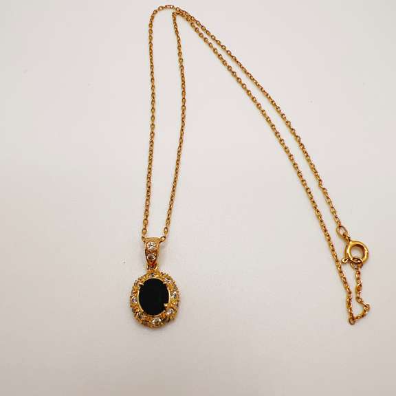 18kt Gold, Blue Sapphire, & Diamond Necklace