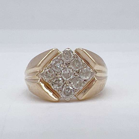 Men's 14kt Yellow Gold & Diamond Band Ring