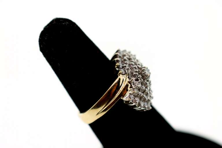 Contemporary Halo Cluster Diamond Ring with 10k Gold