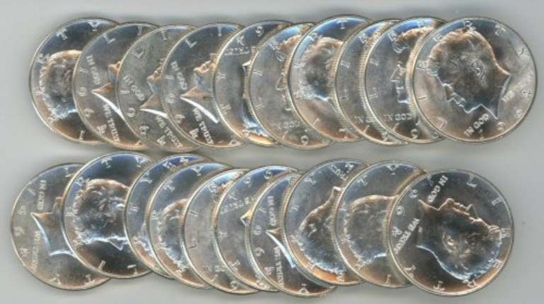 Choice BU Roll of 20 1964 Silver Kennedy Half Dollars