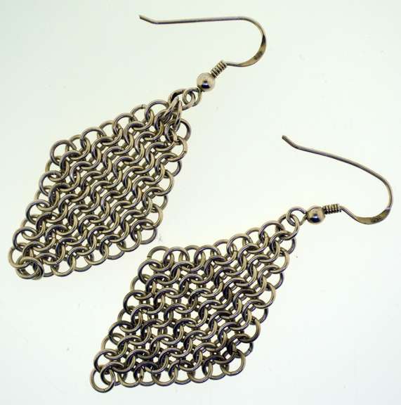Sterling Silver Chainmail Dangle Drop Earrings