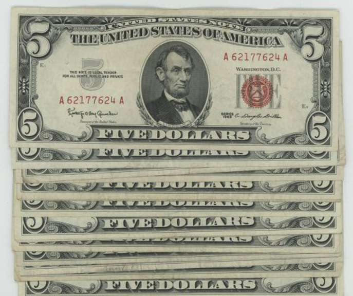 15 Much Nicer 1963 Series $5 Red Seal Notes