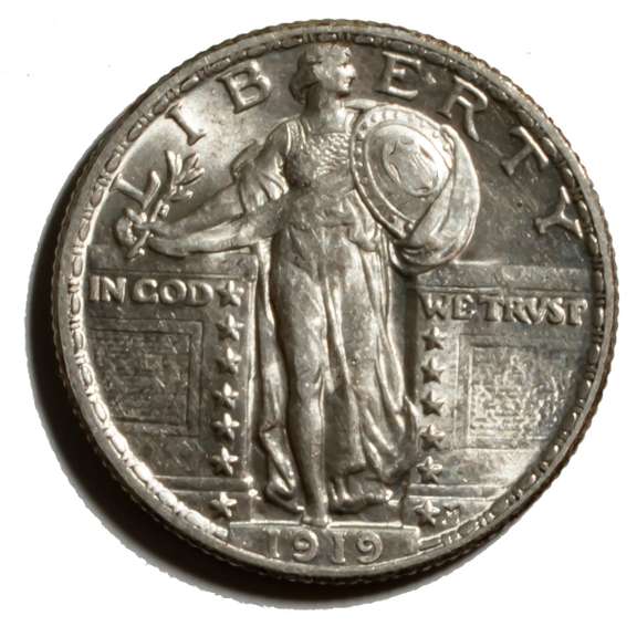 1919 Frosty White Near Unc Standing Liberty Quarter