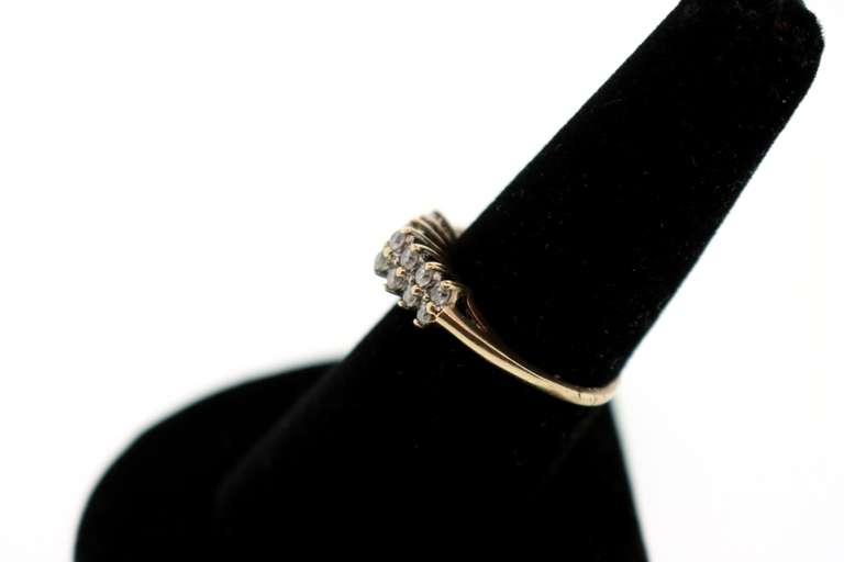 Rising Double Row Diamond Ring with 10k Gold