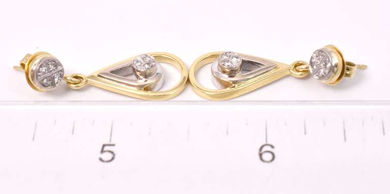 Modern Diamond Dangle Earrings, 18KT
