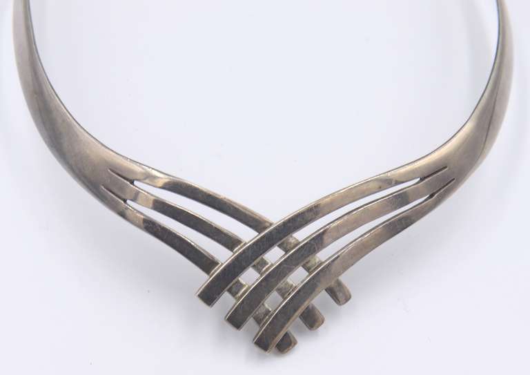 Vintage Sterling Silver Signed Cuff Necklace