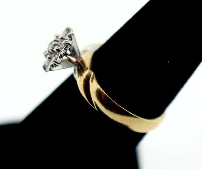Floral Halo Diamond Ring with 10k Gold