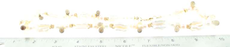 Ladies 14k gold pearls and briolette gemstones