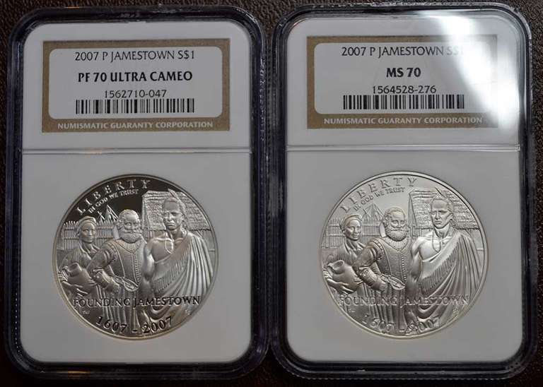 Set Of 2007-P Jamestown Proof And MS NGC 70