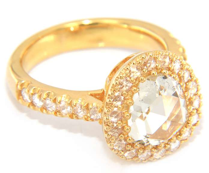 Majestic 18t Yellow Gold Rose Cut Diamond Halo Engagement Ring