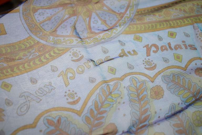 Hermes 140cm Turquoise Fuchsia Silk Scarf