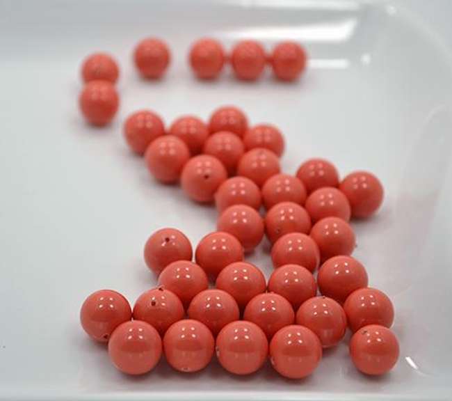 Coral Tone Shell Pearls, 40 Count 10mm Round Beads