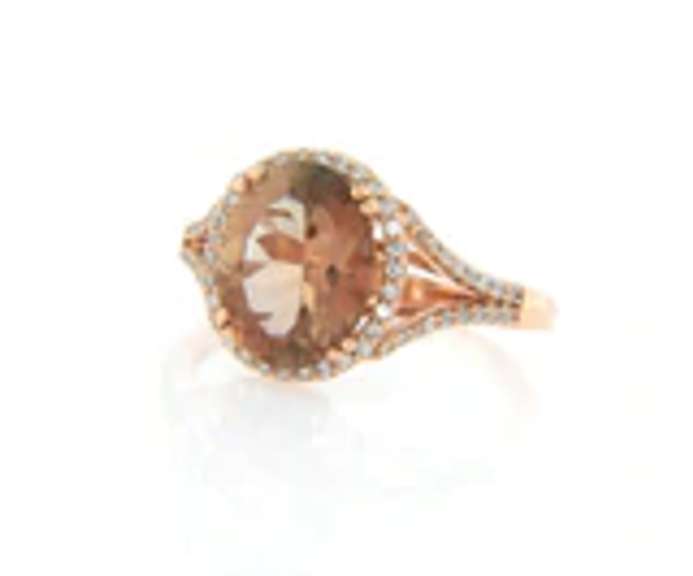Incredible Rose Gold Golden Topaz and Diamond Ring