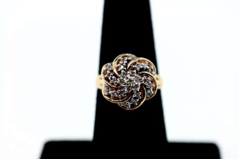 Spiraling 10k Gold Diamond Ring