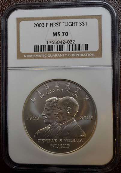 2003 First Flight Centennial Commemorative Dollar NGC MS70