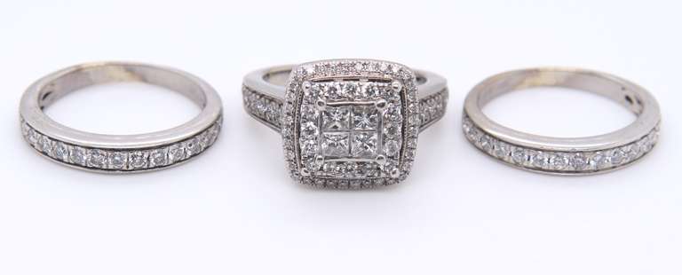 Dazzling White Gold 3.50cts Diamond Wedding Set