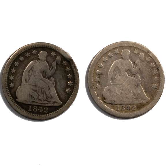 1842 1842 O Seated Half Dimes