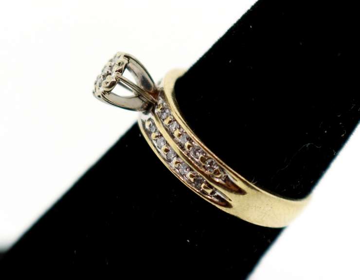 Beautiful Diamond Cluster 10k Gold Ring with Channel Set Diamonds