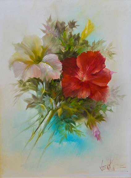Framed Still Life With Floral Bouquet, Original Oil Painting by Jenkins