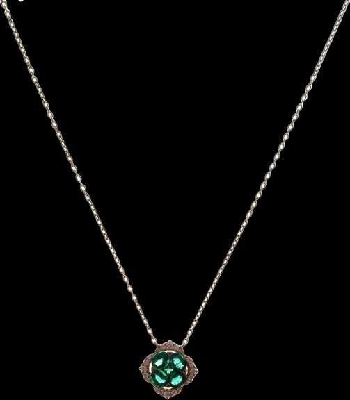 Bold 18kt Yellow Gold Necklace With Diamond Emerald Pendant