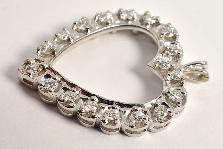 Classy Diamond Heart Pendant in 14K WG