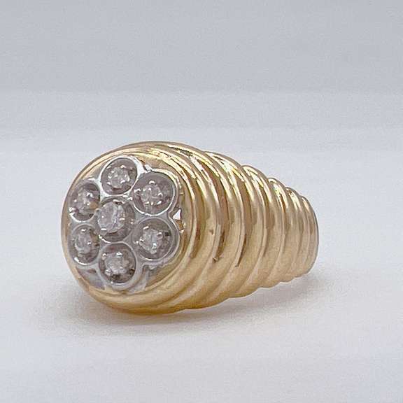 Men's 14kt Yellow Gold & Diamond Band Ring