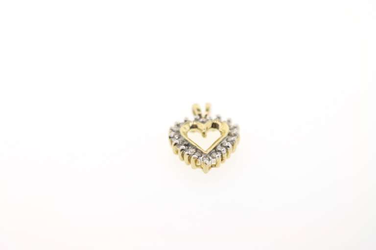 10k Gold Heart Pendant with Diamond Circumference