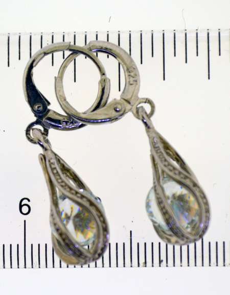 Sterling Silver Crystal Dangle Earrings