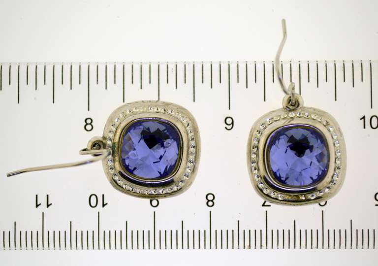 Sterling Silver Blue Color Stone Drop Earrings
