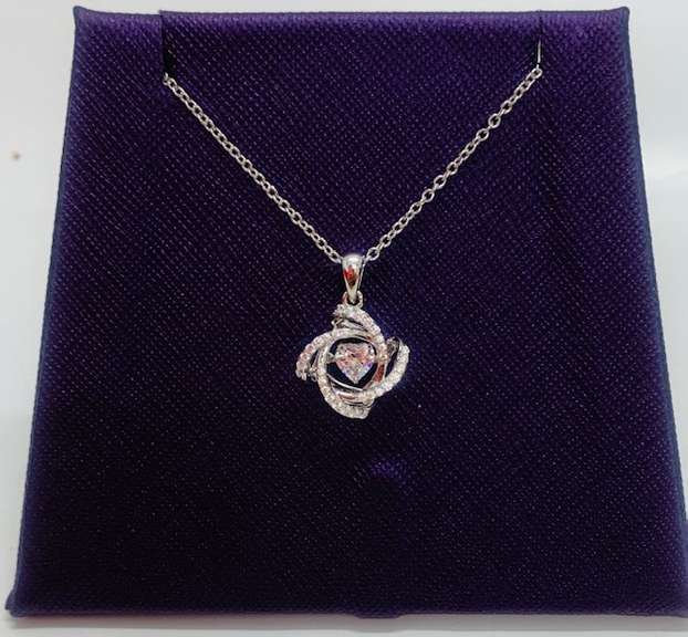 Dancing Heart Center Stone Silver Pendant
