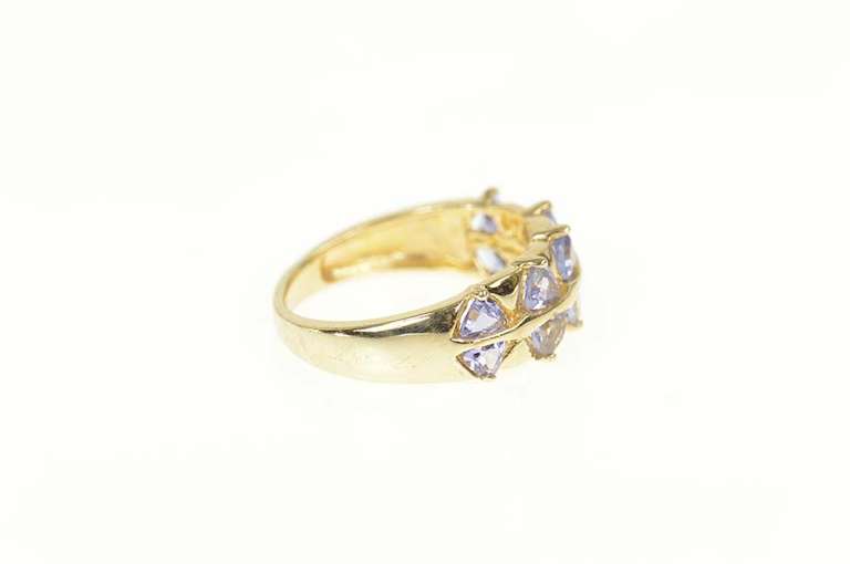 14K Yellow Gold Trillion Tanzanite Geometric Wedding Band Ring