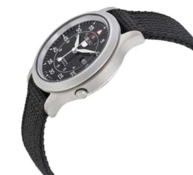 Seiko Black Dial Canvas Strap Automatic, New In Box.