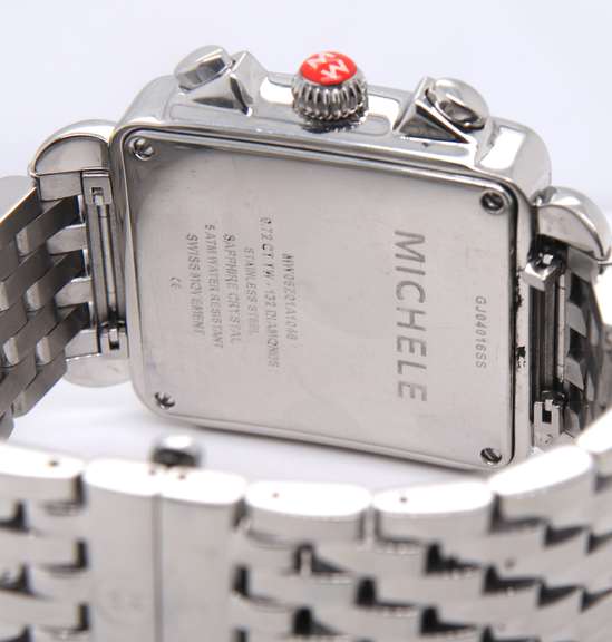 Michele Deco Diamond XL Mop Stainless Steel Watch