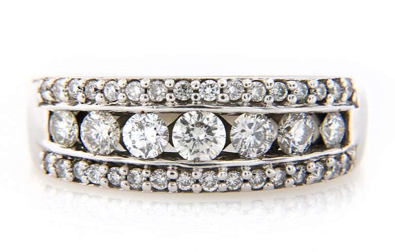 Stunning White Gold Diamond Channel Set Triple row Band