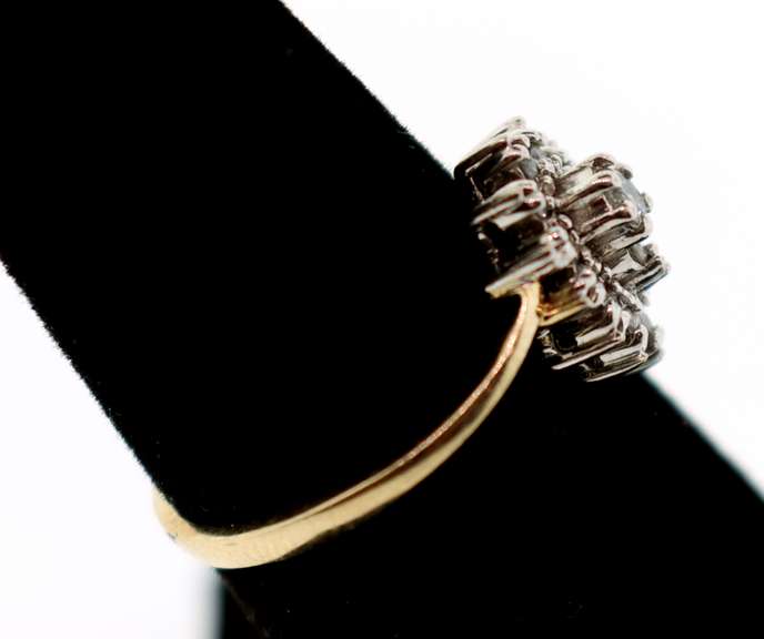 Sparkling 10k Gold Halo Diamond Ring