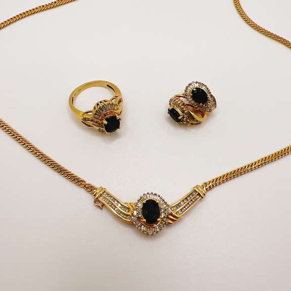 14kt Gold, Blue Sapphire, & Diamond Jewelry Set!