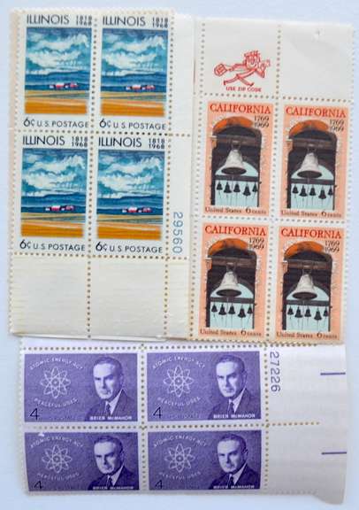 138 4 Cent And 6 Cent Mint US Plate Blocks $34.44 Face Value