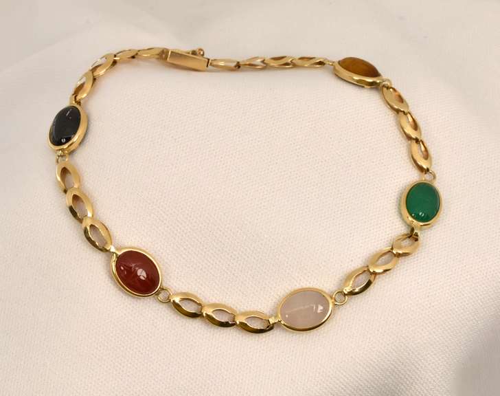 Sweet 14k and Scarab Bracelet