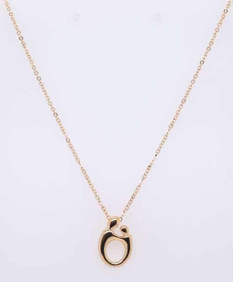 Gorgeous Yellow Gold Kaynar Mother Child Pendant on Chain