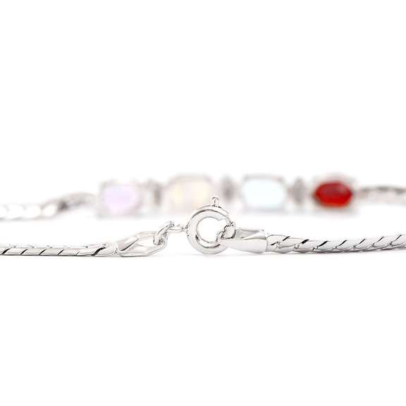 Plated Rhodium 3.35cts Multistone and Diamond Bracelet