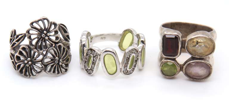 Group Lot of 3 Sterling Silver Rings