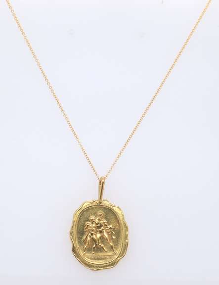 Gorgeous 18kt Greco Roman Male Intaglio Pendant on Chain