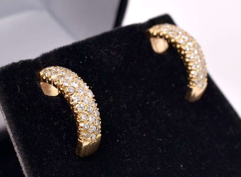 Amazing Partial Hoop Diamond Earrings in 14K Yellow Gold