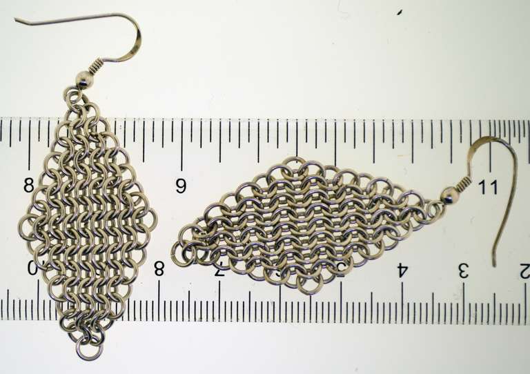 Sterling Silver Chainmail Dangle Drop Earrings