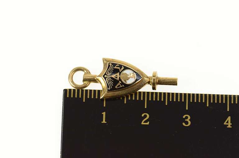 10K Yellow Gold Alpha Delta Sigma Enamel Frat Watch Key Charm/Pendant