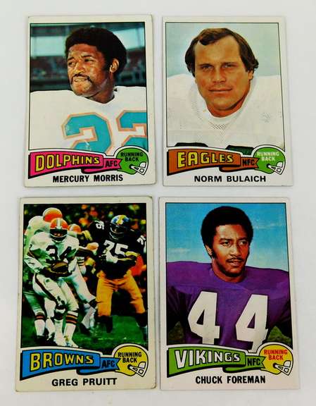 4 Topps 1975 Football Cards, All Greats