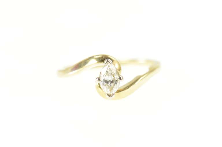 14K Yellow Gold 0.38 Ct Marquise Diamond Solitaire Engagement Ring