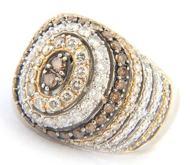 Powerful Chocolate Diamond and White Diamond Dome Ring in White Gold