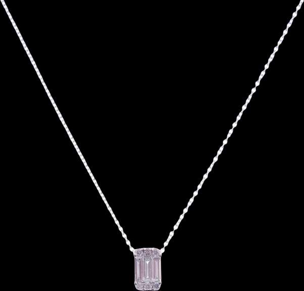 Gorgeous 18kt White Gold Necklace with Cluster Diamond Pendant