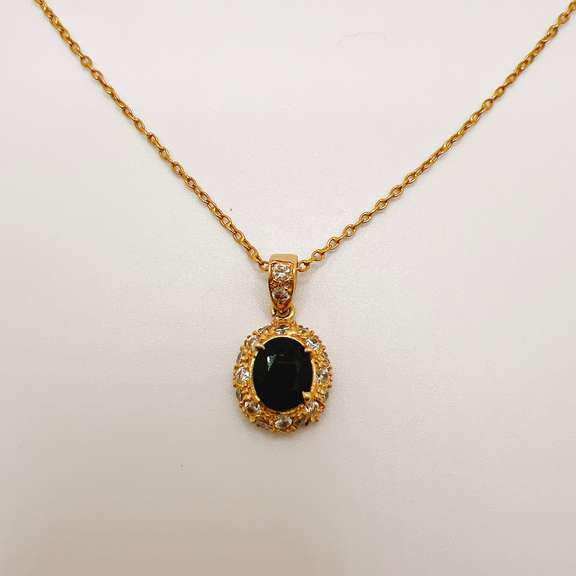 18kt Gold, Blue Sapphire, & Diamond Necklace